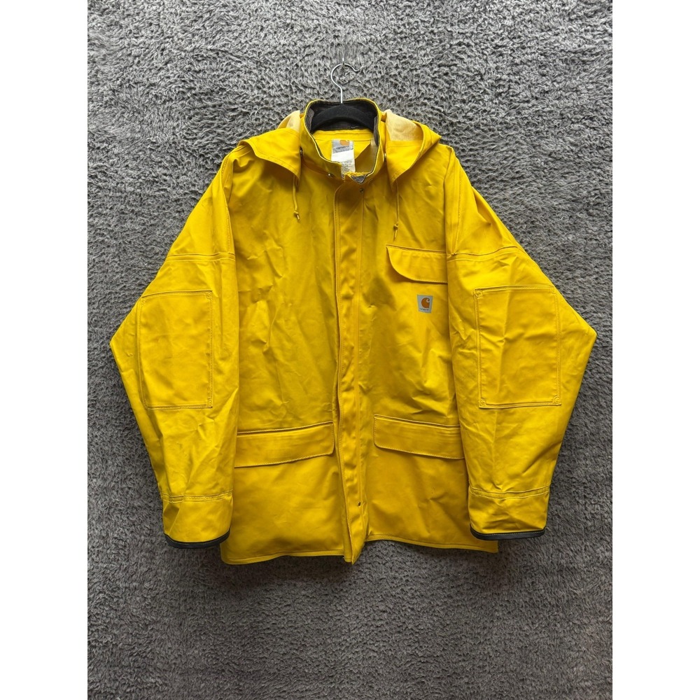 Carhartt Surrey PVC Hooded Waterproof Rain Coat Yellow 100100 Mens Size L